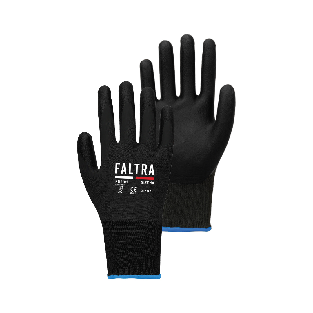 PU Coated Gloves – Black (Medium)